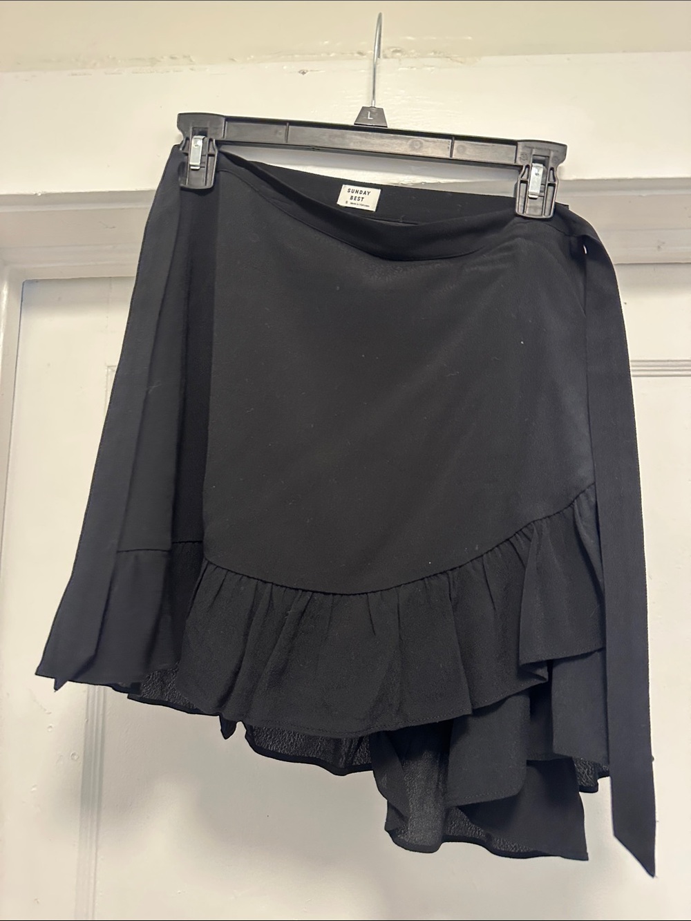 Sunday Best Black Asymmetrical Ruffle Wrap Skirt